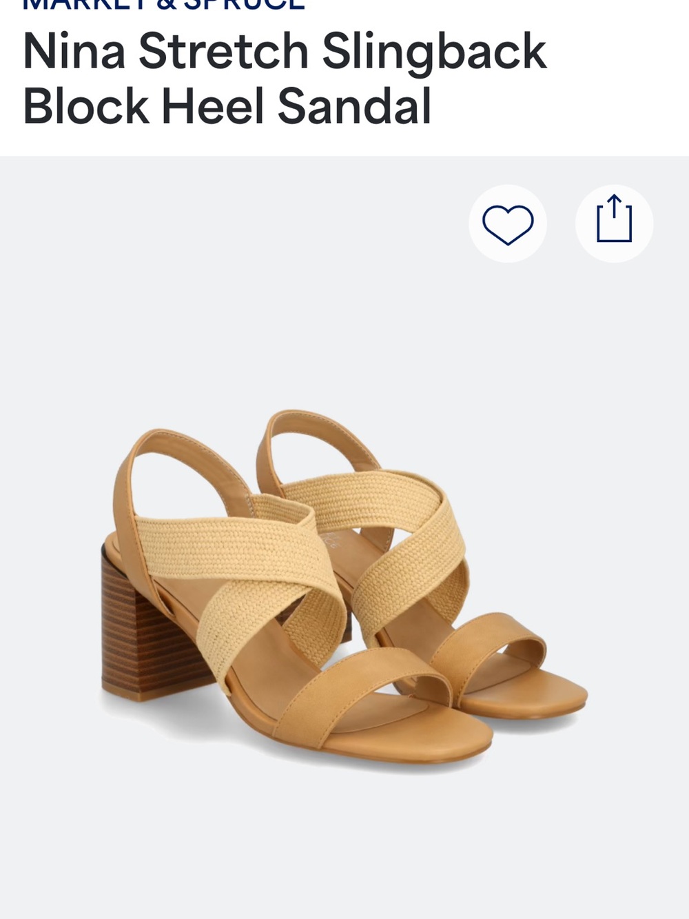 Market & Spruce Nina Stretch Slingback Block Heel Sandal - Tan/Cream